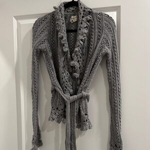 Abercrombie & Fitch Gray Crochet Women Sweater sz m